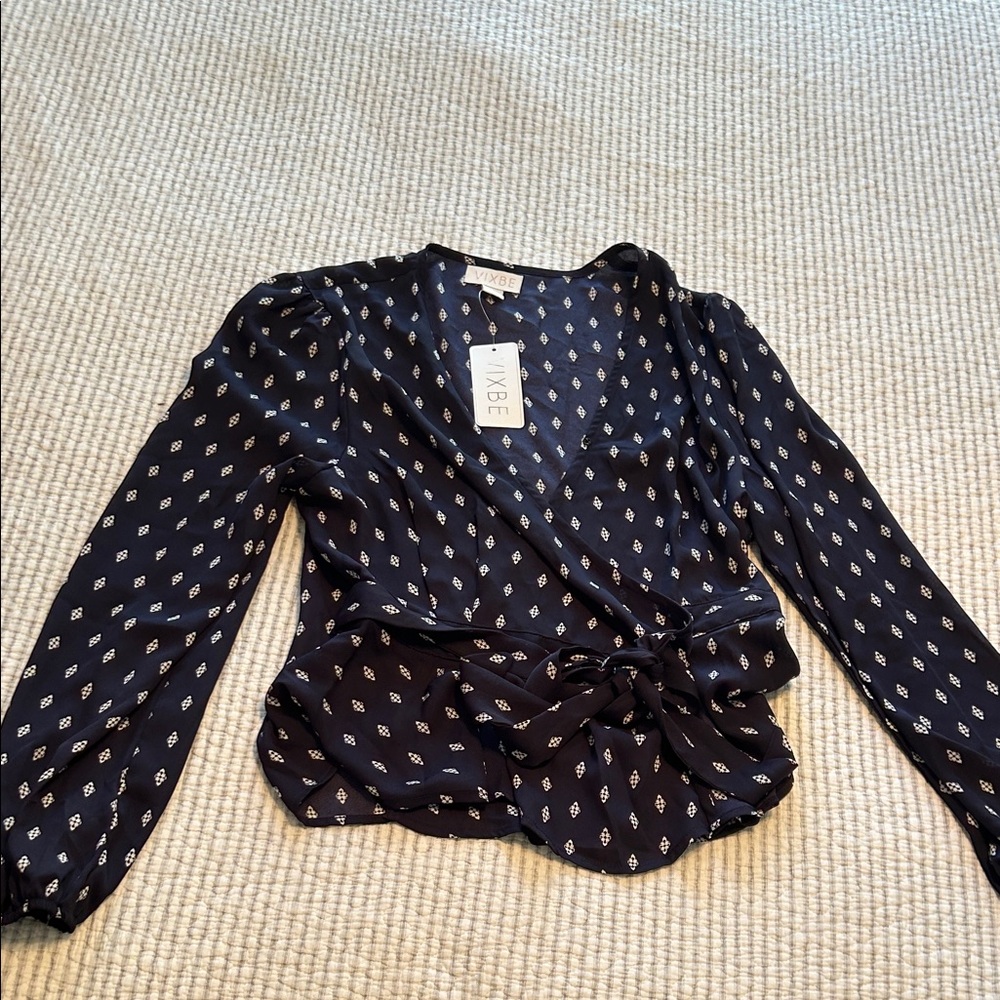 Navy Patterned Women's Top